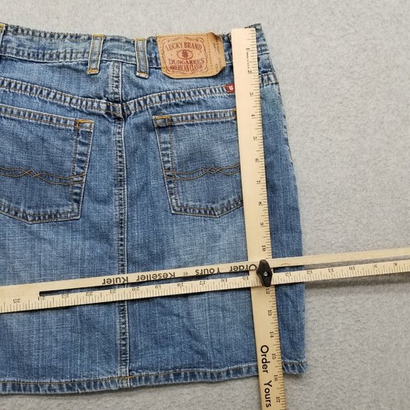 Vintage Lucky Brand Jeans Skirt Womens 12 Blue Pockets 25x16‎ - Picture 12 of 13
